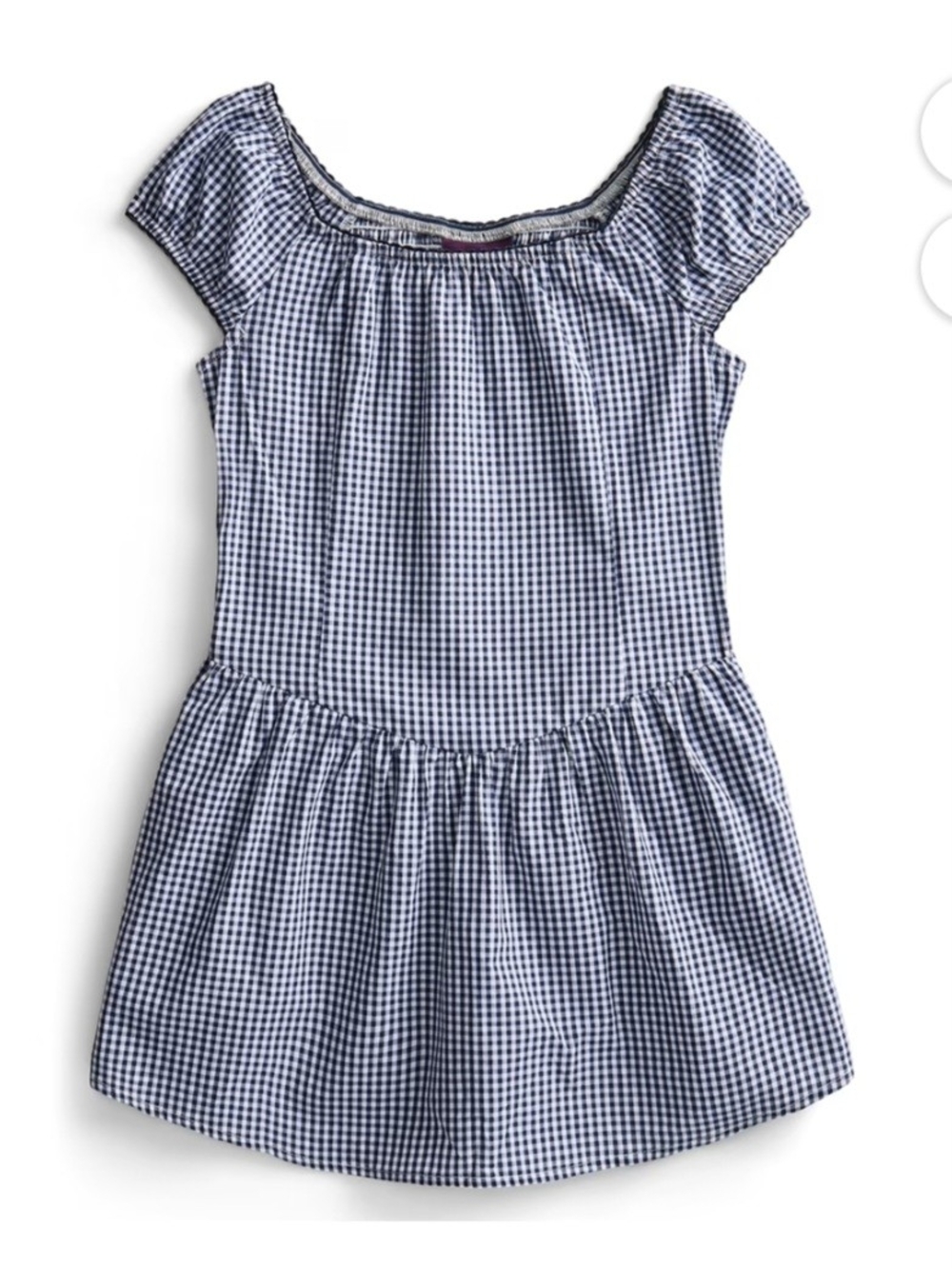 Weekend Academy Girls' Navy Blue & White Gingham Corset Dress W/ Shorts L 10/12
